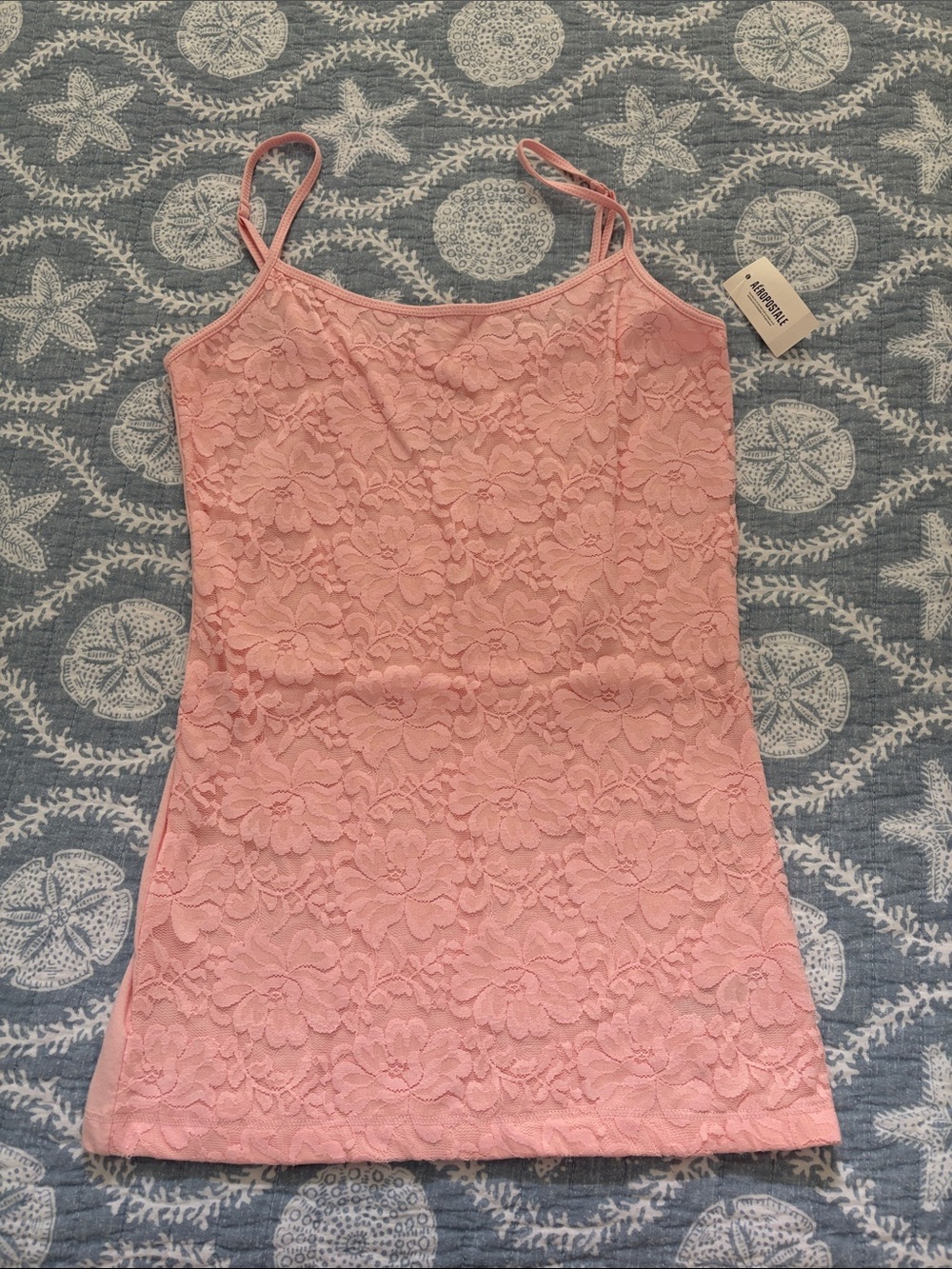 Aeropostale Light Pink Floral Lace Spaghetti Strap Camisole